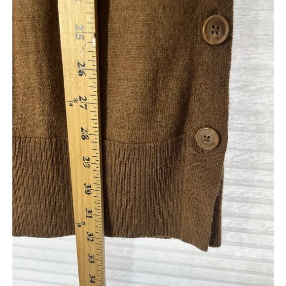 Tahari Merino Wool Blend Cardigan Womens Medium Mocha Brown Open Knit Sweater - Picture 6 of 9